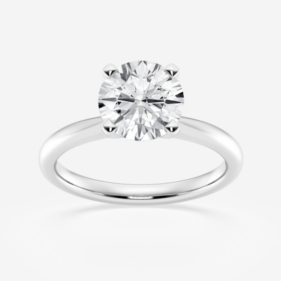1 1/2 ctw Round Lab Grown Diamond Petite Solitaire Engagement Ring - Picture 1 of 7